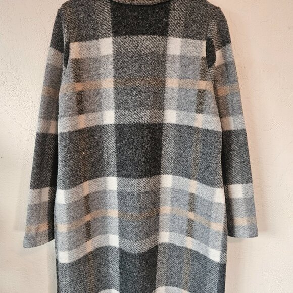 Cynthia Rowley Plaid Wool Coat Jacket Women's Grey Size M - Picture 3 of 7